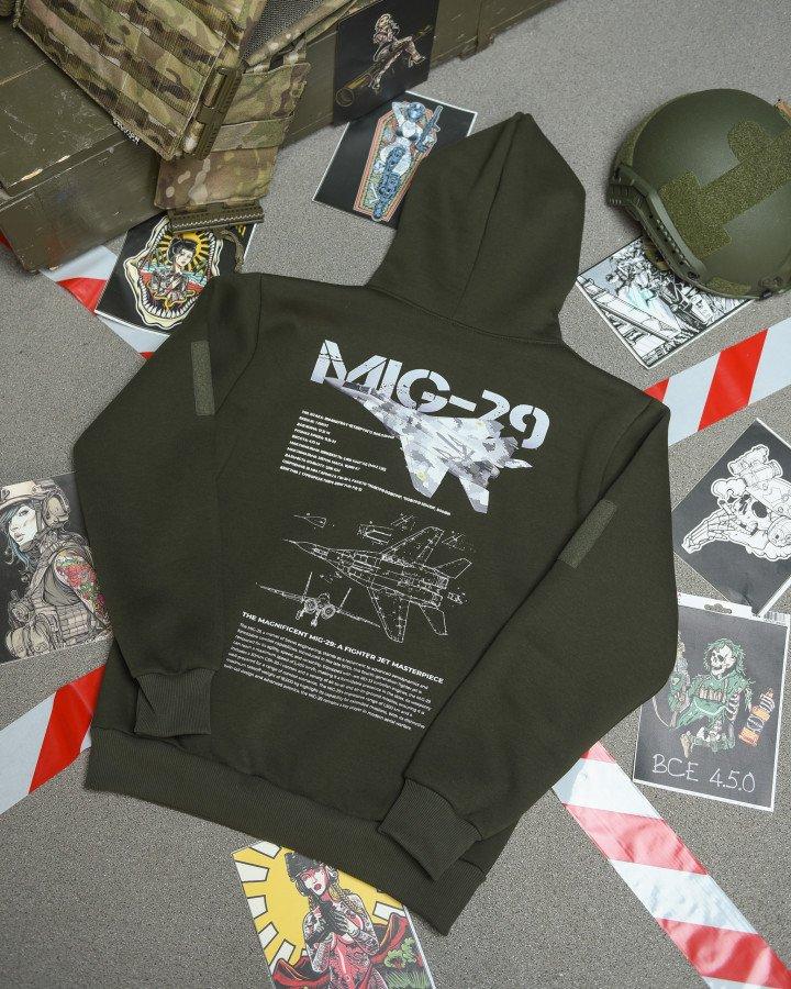 Худі польовий Кофта оливкове на флісі з принтом Mig-29 CELEO – ВТ3850 ТМ, фото 1