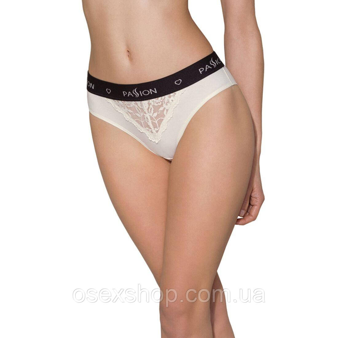 Трусики із широкою гумкою та мереживом Passion PS001 PANTIES L, ecru
