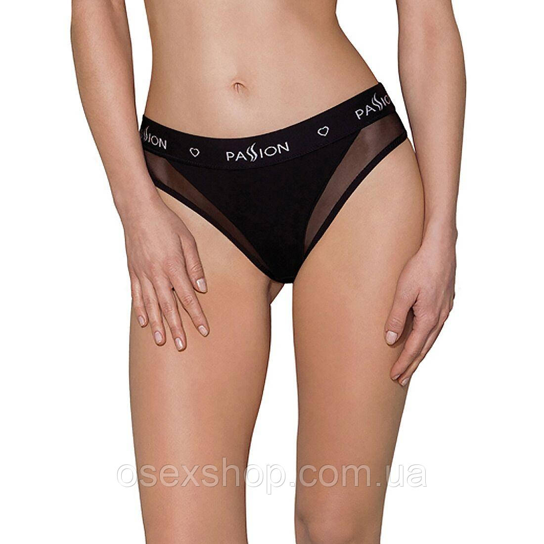 Трусики з прозорою вставкою Passion PS002 PANTIES S, black