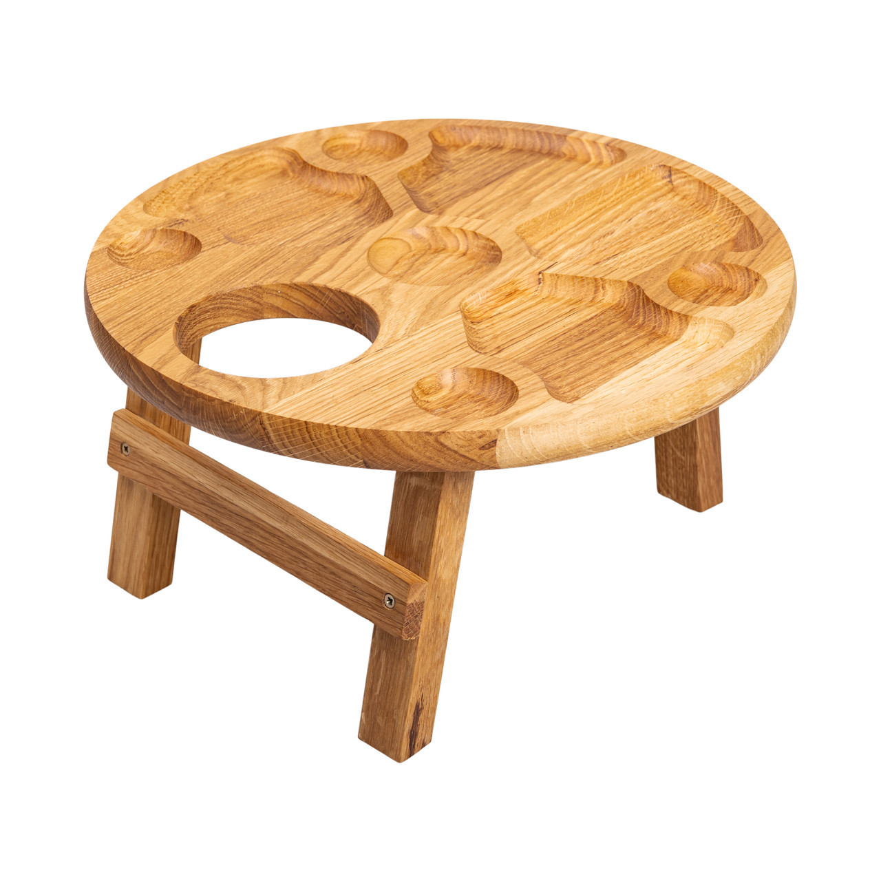 Винний столик-менажниця з дерева 35 см круглий на ніжках дуб BWR350180, фото 1