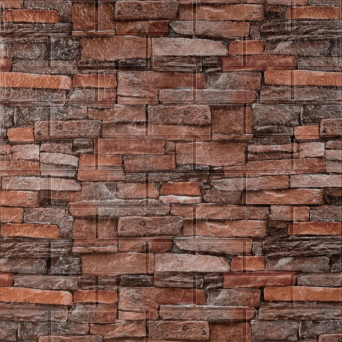 Самоклеюча декоративна 3D панель 700х770х5мм Червона цегла піщаник (058) SW-00000177, фото 1