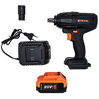 Гайковерт ударний акумуляторний з безщітковим двигуном 20В 680Nm 1/2" з ЗУ та АКБ 4 Ач, STROMO AWA25