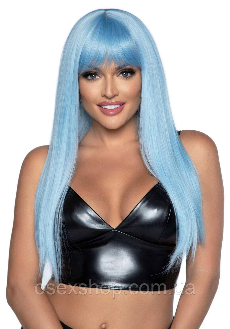Довга блакитна перука Leg Avenue Long straight bang wig Blue, гладкий, 61 см