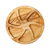 Менажниця дерев'яна 30 см кругла на 6 секцій, ясен