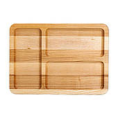 Дошка для подачі дерев'яна 30×20 см прямокутна на 3 секції, ясен