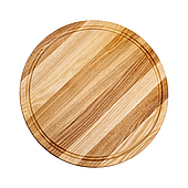 Обробна дерев'яна дошка кругла 35 см для подачі нарізки ясен