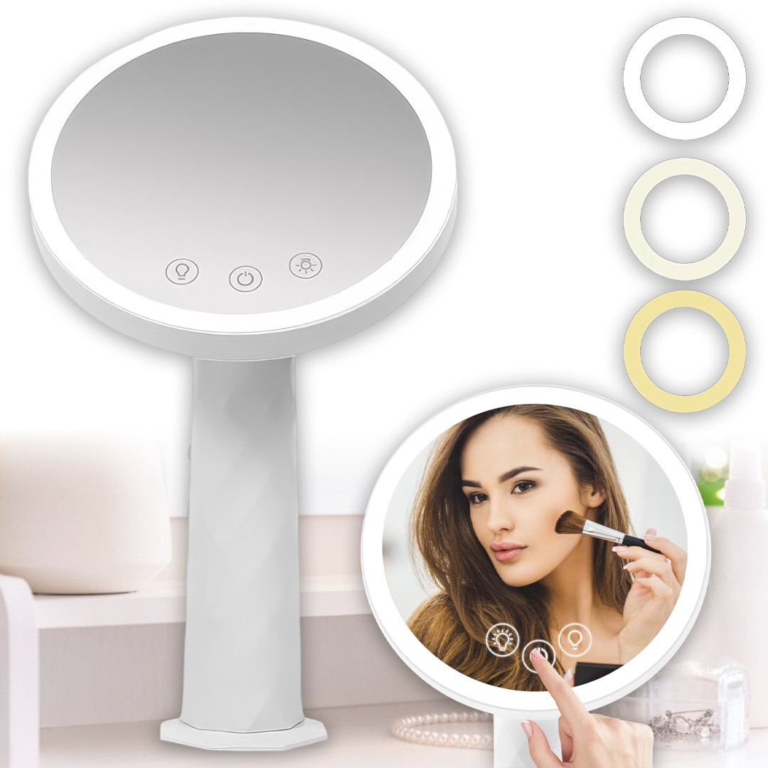 Сенсорне дзеркало для макіяжу з LED лампою на акумуляторі TVT-09  360°, фото 1