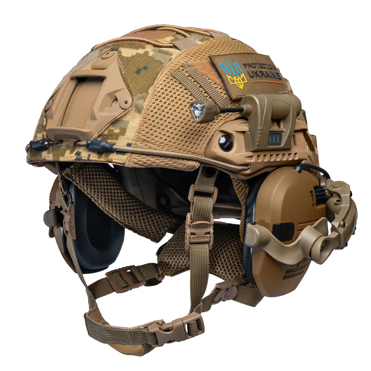 Шолом тактичний Fast TEAM WENDY Helmet NIJ IIIA + Навушники Walkers Razor Slim з чебурашкою + ліхтарик + кавер, фото 1