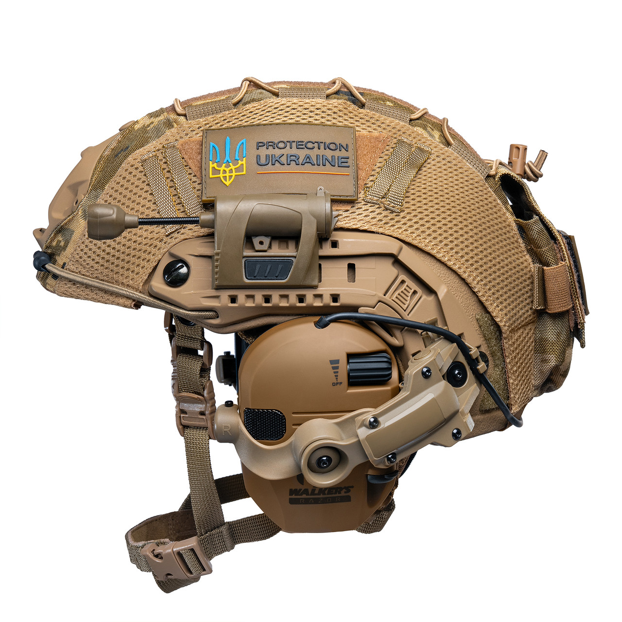 Шолом тактичний Fast TEAM WENDY Helmet NIJ IIIA + Навушники Walkers Razor Slim з чебурашкою + ліхтарик + кавер