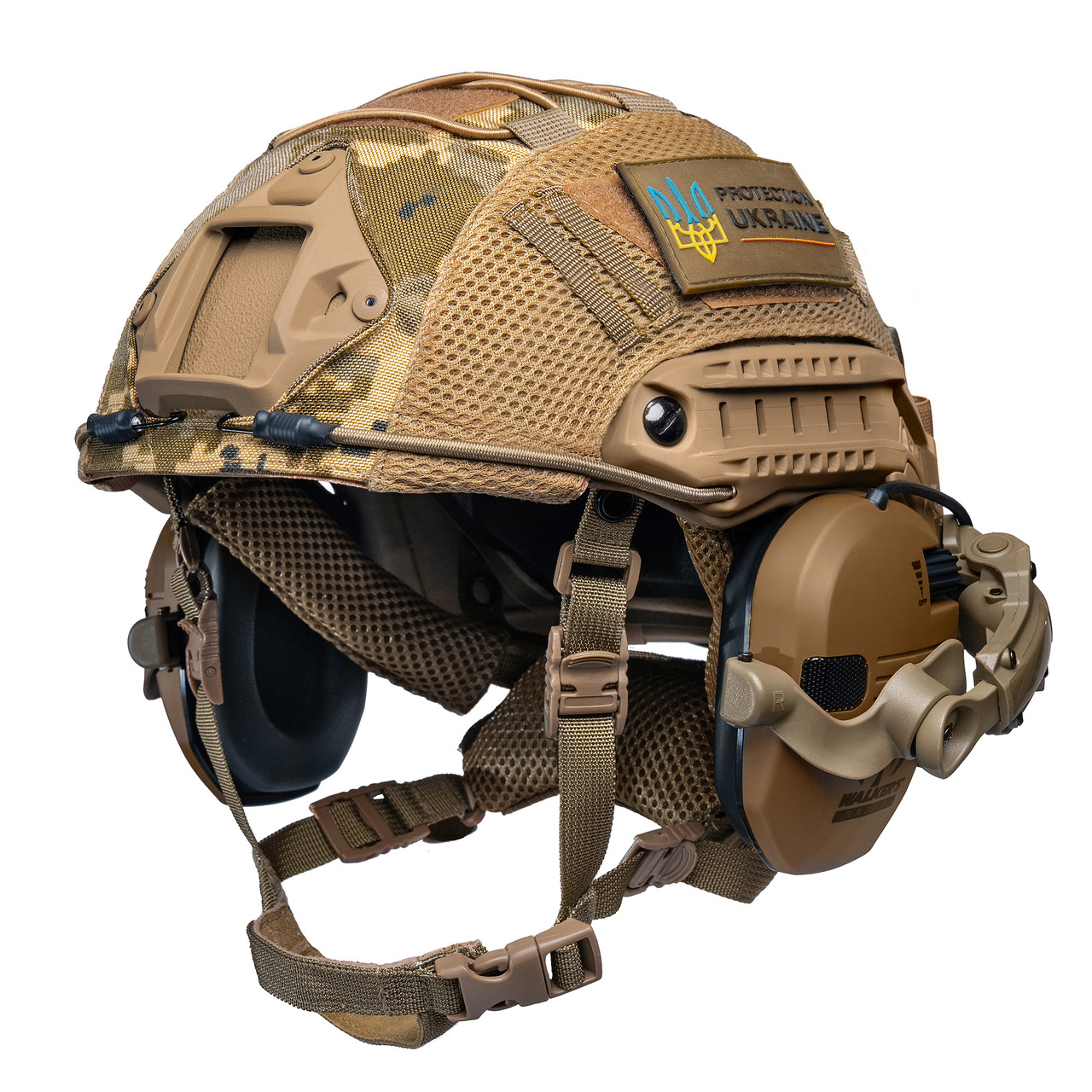 Шолом тактичний Fast TEAM WENDY Helmet NIJ IIIA + Навушники Walkers Razor Slim з чебурашкою + кавер, фото 1