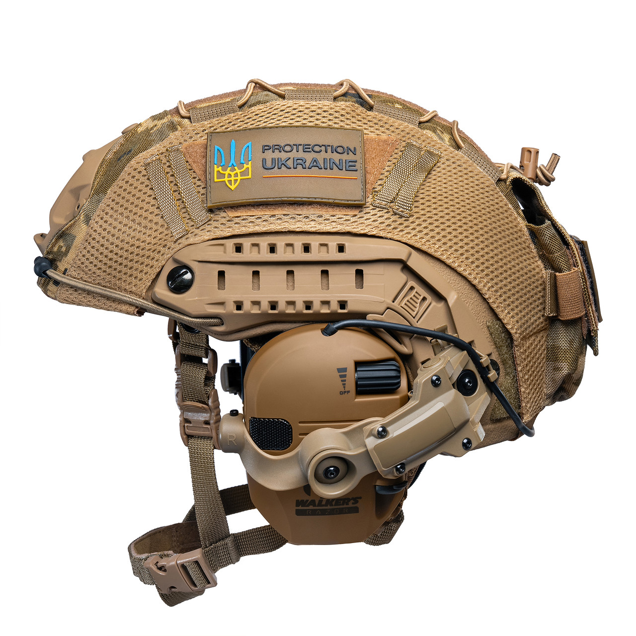 Шолом тактичний Fast TEAM WENDY Helmet NIJ IIIA + Навушники Walkers Razor Slim з чебурашкою + кавер, фото 1