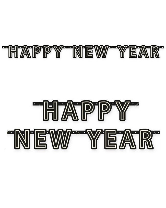 Гірлянда літери New Year (чорно-біла)