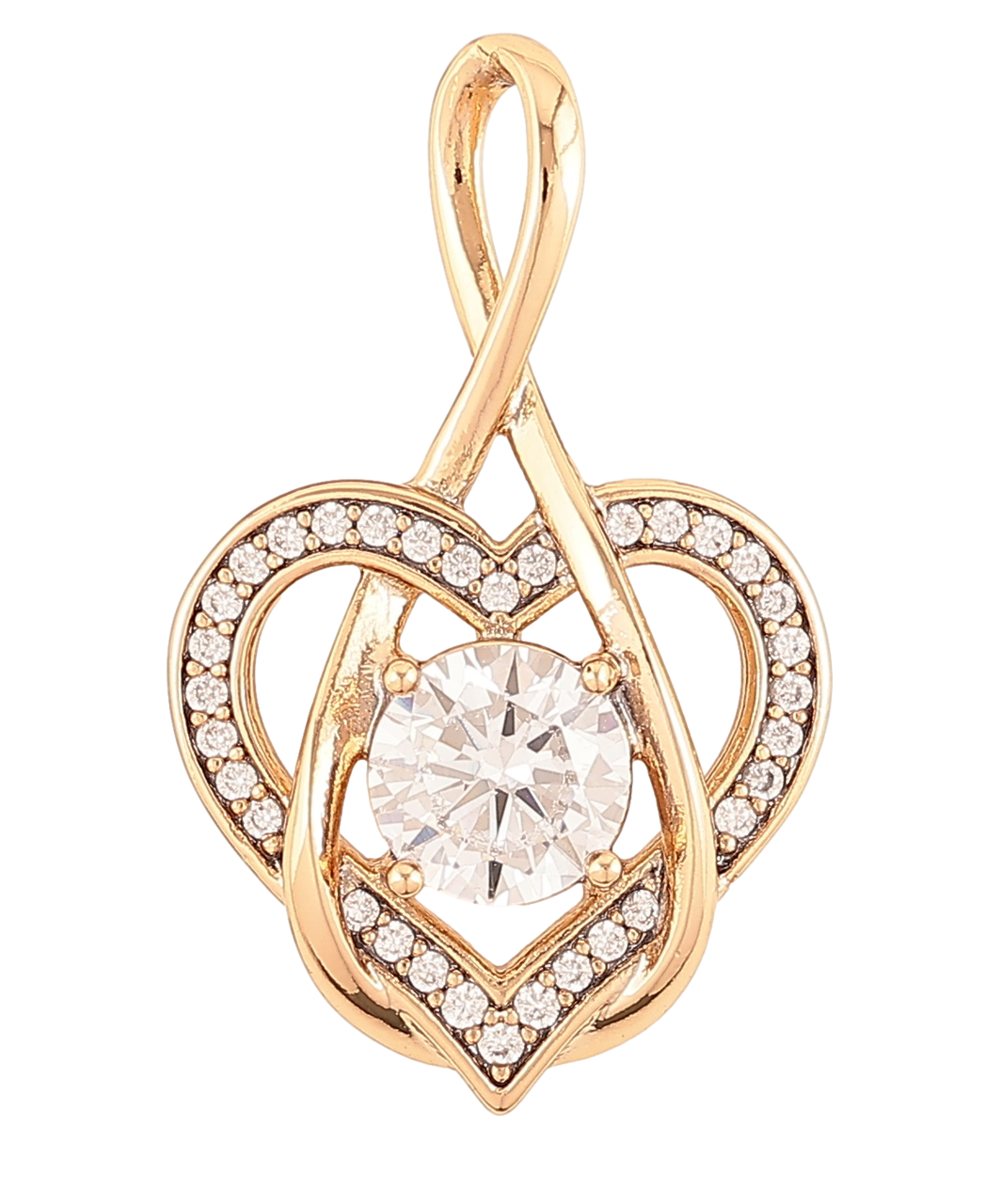 Кулон Xuping Позолота 18K «Сердечко з фіанітом і цирконієм» для ланцюжка до 4мм