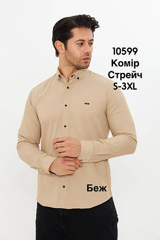 Приталена сорочка Palmen з довгим рукавом (варений котон), комір, фото 1
