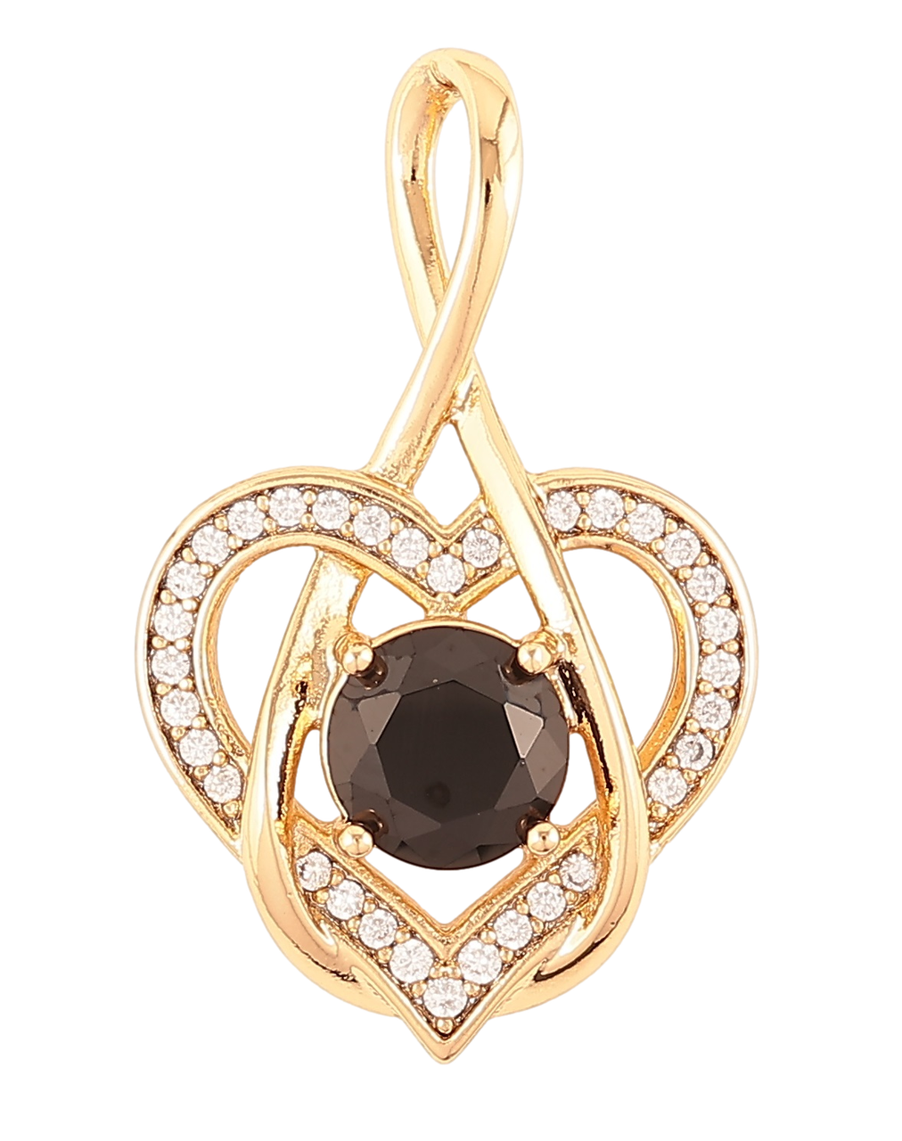 Кулон Xuping Позолота 18K «Сердечко з чорним фіанітом і цирконієм» для ланцюжка до 4мм