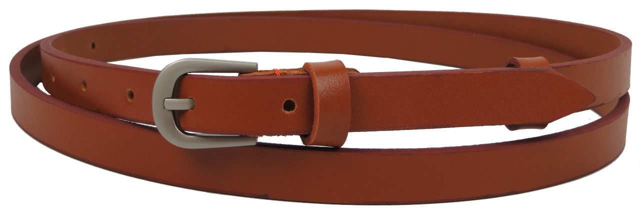 Вузький жіночий ремінь шкіряний Skipper карамельний 1,5 см
