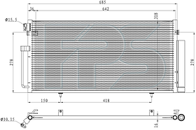 Конденсатор кондиціонера Subaru Impreza 03-07 Koyoair АКПП/МКПП; 690X313X17; +осушувач; (1.6/2.0)