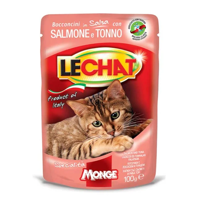 Вологий корм для котів Monge (Монж) Lechat Cat Wet Adult тунець та лосось 0.1 кг 24 шт