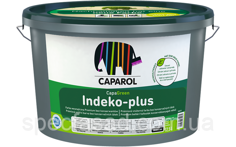 Фарба акрилова водоемульсійна для стін та стелі Caparol Indeko-plus B1 глибокий мат біла 10л