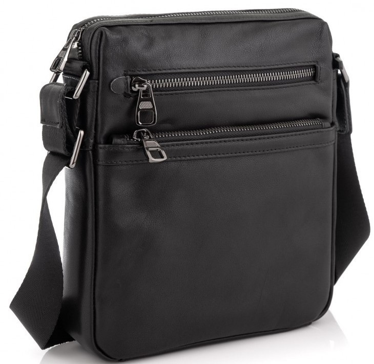 Чоловіча Сумка buuba з натуральної шкіри Tiding Bag чорна