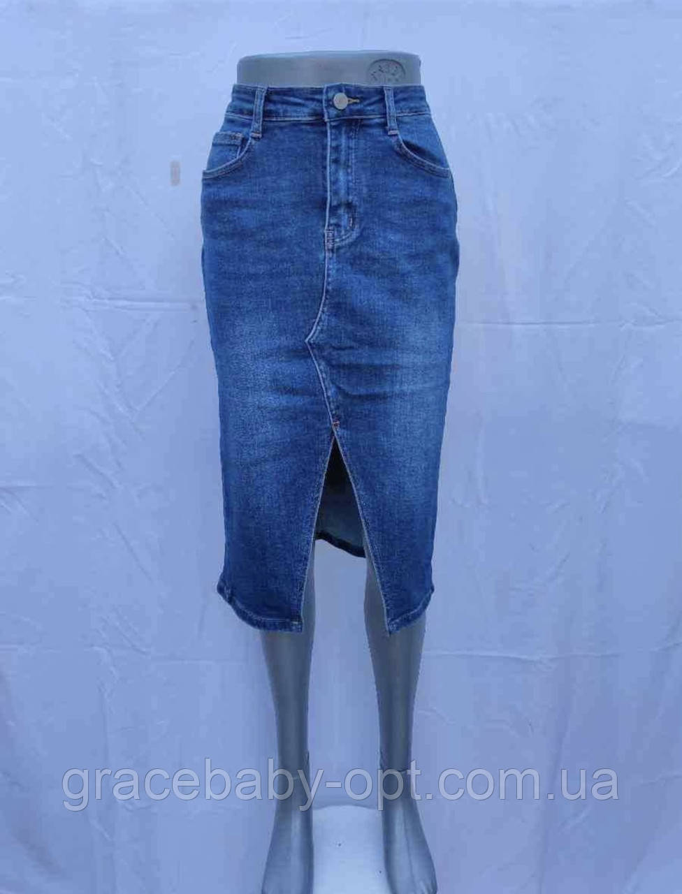 Спідниця джинсова жіноча оптом, L-4XL рр., № Si-GDQ876В, фото 1
