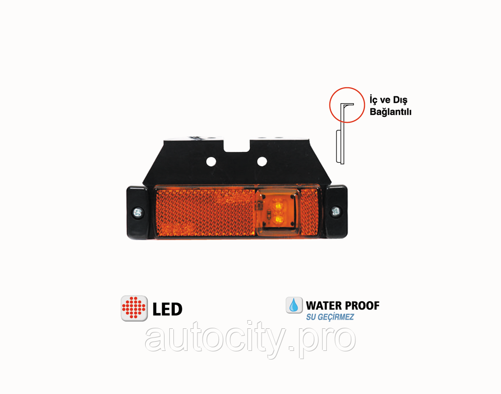 Ліхтар бічний габаритний LED жовтий (з кроншт.) YÜCEPLAST