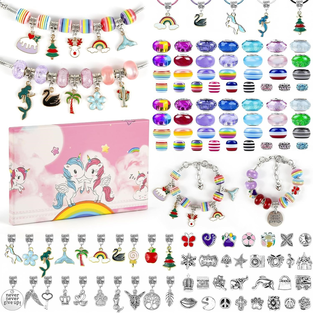 Набор для создания шарм браслетов набор бусин для создания украшений в стиле Пандора 178 шт - фото 1 - id-p2472264745