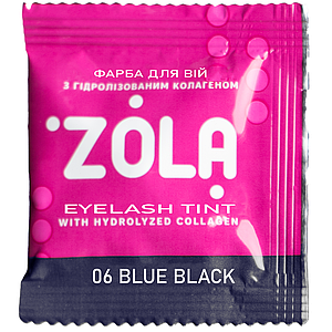 Фарба для вій із колагеном у саше ZOLA Eyelash Tint With Collagen 5 мл, 06 Blue Black