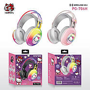 Навушники Bluetooth накладні з RGB підсвічуванням та Hello Kitty PG-706H, фото 5