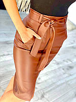 Юбка еко кожа идеальная посадка рабочие карманы