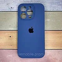 Чехол iPhone 14 Pro Max матовый. Защита камеры, противоударный. Silicone case (74) abyss blue темно-синий
