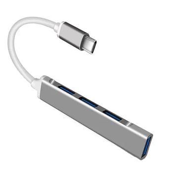 USB-хаб RIAS C-809 Type-C на 4 порти USB 3.0, сріблястий (KG-12549)
