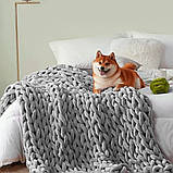 Обтяжений плед оксамитовий великої в'язки, 8 кг, фото 8