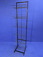 Стелаж сітчастий Єва-40 на 6 кошиків прямих, матовий чорний