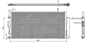 Конденсатор кондиціонера Fiat 500 07-15 Ava АКПП/МКПП; 665X295X16; +осушувач (1.4)