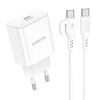 Мережевий зарядний пристрій для телефона Borofone BA81A PD20W (1USB-C) + Type-C to Type-C White