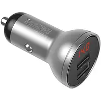 Автомобільний адаптер для телефона Baseus Digital Display Car Charger Dual USB 4.8A 24W Silver (CCBX-0S)