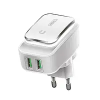 Адаптер живлення для телефона Intaleo TCL242 White (2USB 2.4A (1283126481130) )