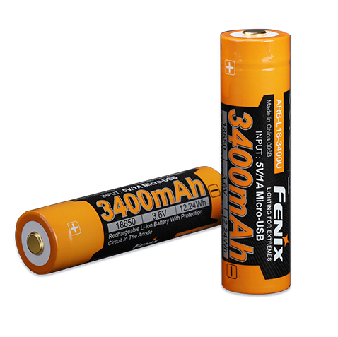 Акумулятор із micro-USB зарядкою 18650 Fenix 3400mAh 3.6V (Чорно-жовтий)