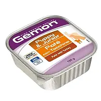 Вологий корм Gemon для цуценят всіх порід паштет з індичкою 150 гр*24 шт