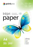 Фотопапір PrintPro PGE200020A4 глянцевий, A4, 200 г/м2, 20 арк