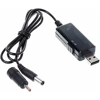 Кабель живлення для роутера KINGDA (KD-USB-DC9/12) USB 2.0 (тато) - DC 5.5 * 2.5mm (тато) 9/12V + 3.5 * 1.35mm (тато) 0.8м Black