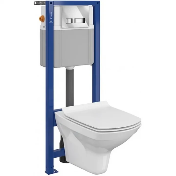 Інсталяція Cersanit AQUA-22 з кнопкою Cersanit Movi + унітаз Cersanit Carina CleanOn із сидінням Slim S701-393