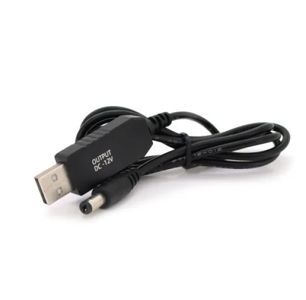Кабель живлення Voltronic KPFR 5.5/2.5mm (тато) - USB2.0 (Out: 12V) (тато) 1m Black для роутера, фото 1