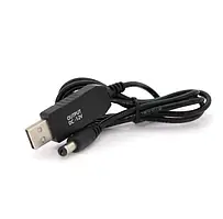 Кабель живлення Voltronic KPFR 5.5/2.5mm (тато) - USB2.0 (Out: 12V) (тато) 1m Black для роутера
