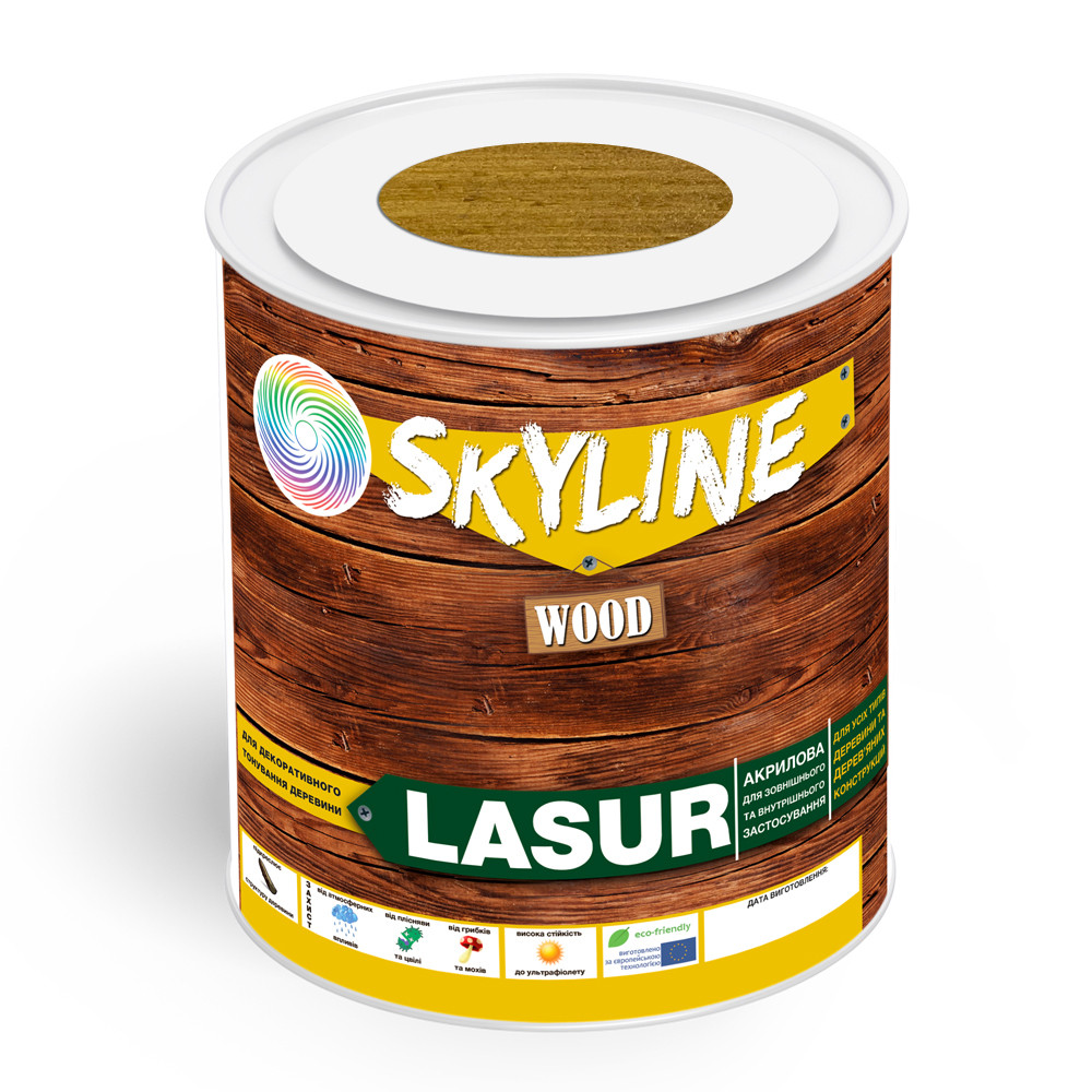 Лазур декоративно-захисна для обробки дерева LASUR Wood SkyLine Тік 0.75 л
