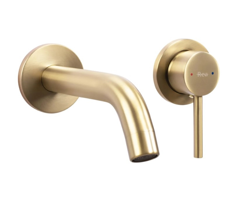 Змішувач для умивальника прихованого монтажу Rea Owen gold brushed + box (REA-B5334)
