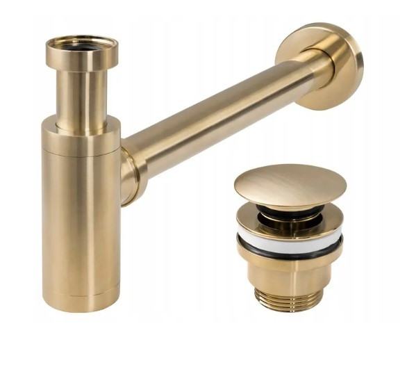 Сифон для умивальника Rea, з корком click-clack, brushed gold (REA-A8586)