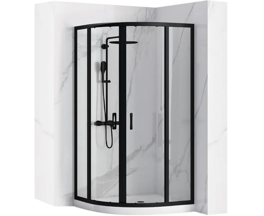 Душова кабіна Rea Look 90x90x190 безпечне скло, прозоре, чорний (REA-K7903)