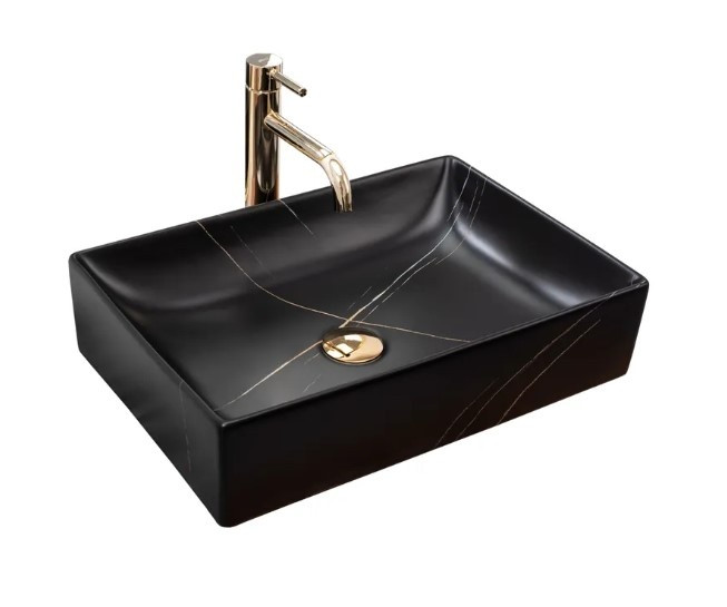 Умивальник Rea Inga 34,5x51 black marble mat (REA-U8006)